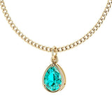 Paraiba tourmaline 14x10mm pear cut pendant necklace in 14k yellow gold – neon blue green gemstone Pel & Co
