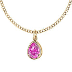 Pink sapphire 14x10mm pear cut pendant necklace in 14k yellow gold – romantic solitaire jewelry Pel & Co