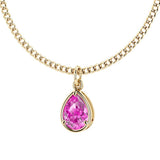Pink sapphire 14x10mm pear cut pendant necklace in 14k yellow gold – romantic solitaire jewelry Pel & Co
