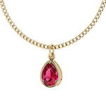 Ruby 14x10mm pear cut pendant necklace in 14k yellow gold – vivid red gemstone solitaire Pel & Co