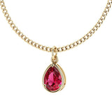 Ruby 14x10mm pear cut pendant necklace in 14k yellow gold – vivid red gemstone solitaire Pel & Co