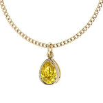 Yellow sapphire 14x10mm pear cut pendant necklace in 14k yellow gold – bright golden gemstone Pel & Co