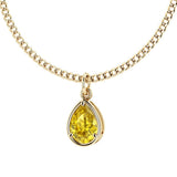 Yellow sapphire 14x10mm pear cut pendant necklace in 14k yellow gold – bright golden gemstone Pel & Co