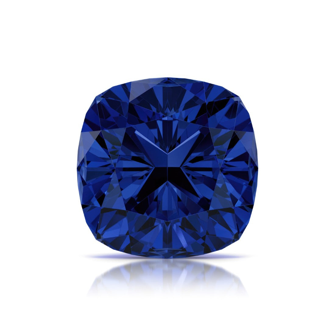 Cushion Cut Blue Sapphire loose gemstone — velvety deep blue AAA grade lab created | Pel & Co. Prestige Gemstones
