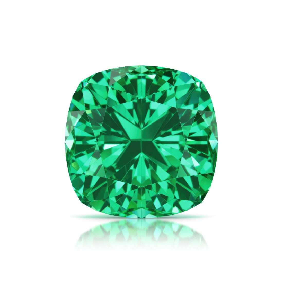 Cushion Cut Colombian Emerald loose gemstone — Colombian vivid green AAA grade lab created | Pel & Co. Prestige Gemstones