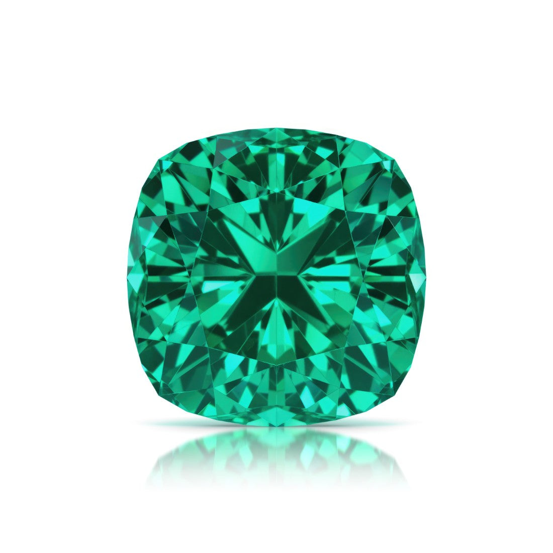 Cushion Cut Emerald loose gemstone — rich green AAA grade lab created | Pel & Co. Prestige Gemstones