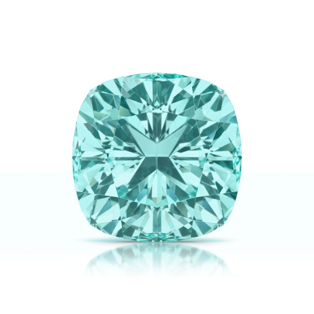 Cushion Cut Paraiba Tourmaline loose gemstone — neon electric blue-green AAA grade lab created | Pel & Co. Prestige Gemstones