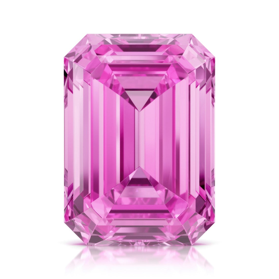emerald cut pink sapphire loose stone vivid pink lab grown gemstone by Pel & Co Prestige Gemstones