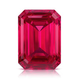 Pel & CO Prestige Gesmtone featuring emerald cut pigeon blood ruby loose stone deep red lab grown gemstone 