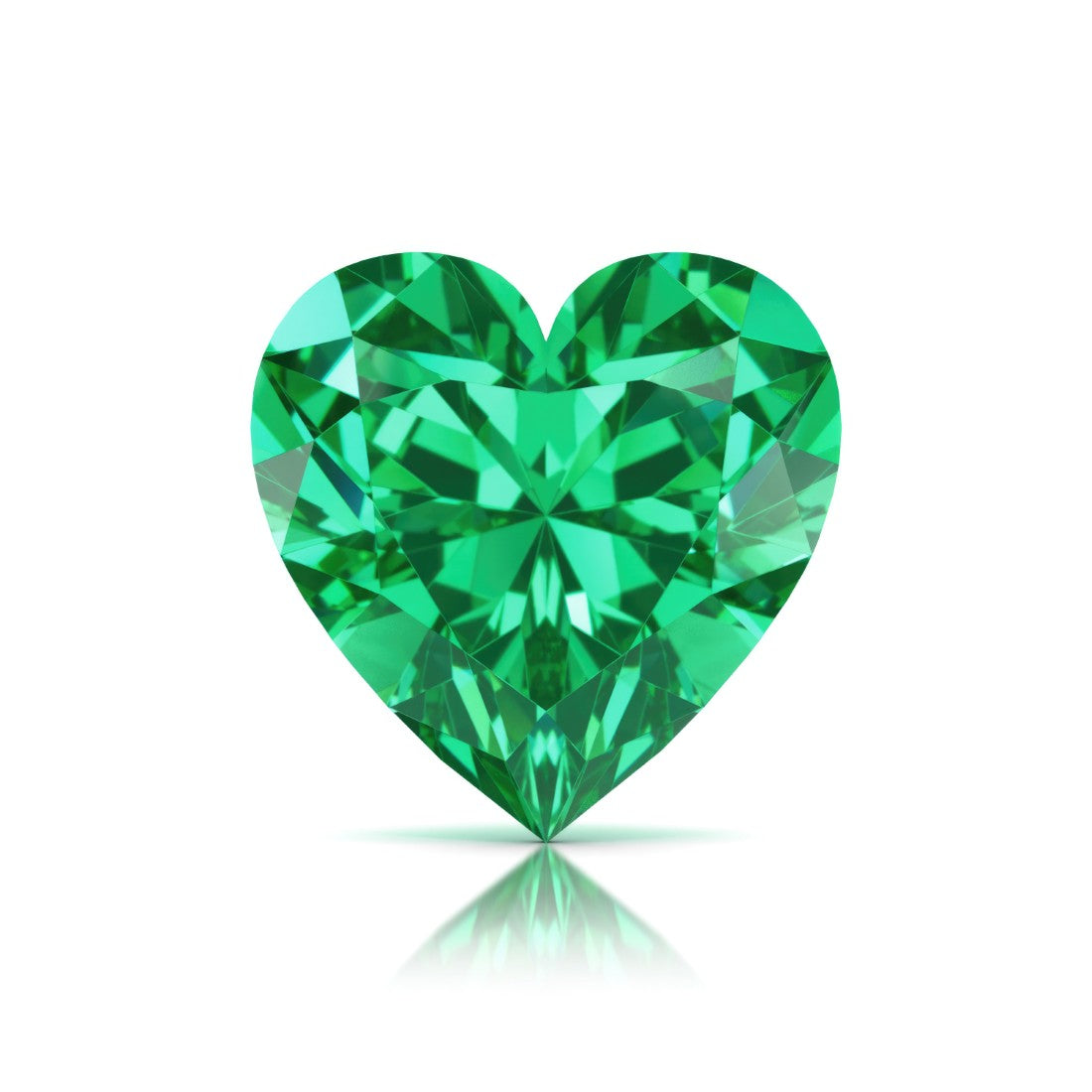 Pel & Co Prestige Gemstone featuring heart shaped colombian emerald loose stone vivid green lab grown gemstone