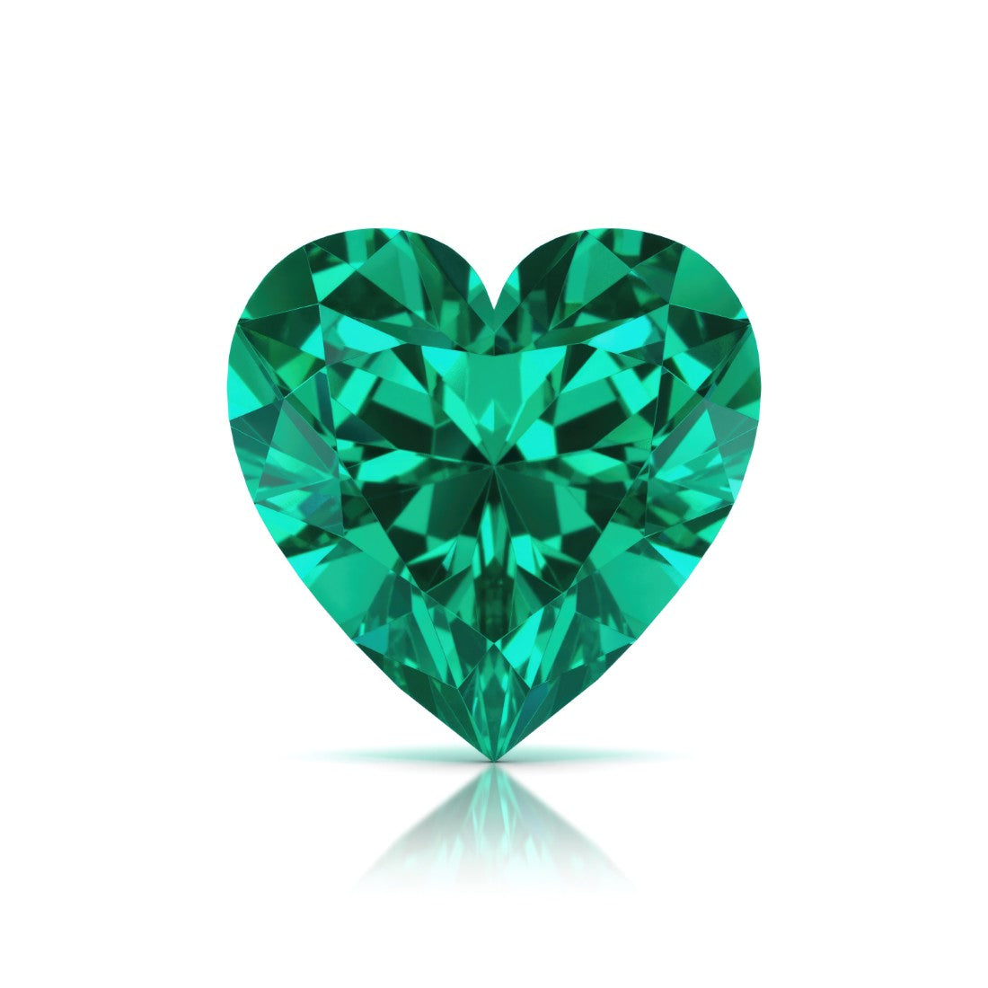 Pel & Co Prestige Gemstone featuring heart shaped emerald loose stone rich zambian green lab grown gemstone