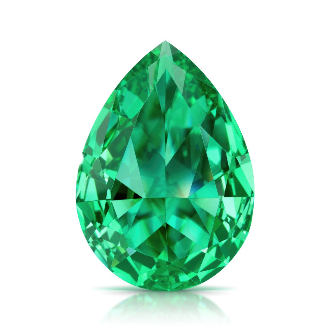 Pel & Co Prestige Gemstone pear shaped colombian emerald loose stone vivid green