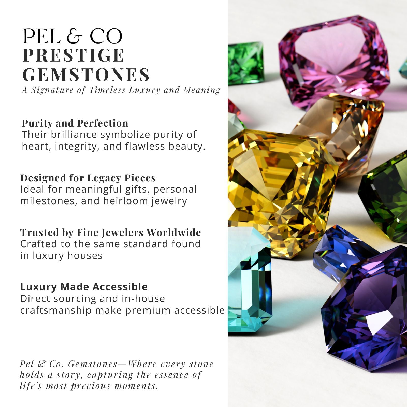 Pel & Co Prestige Gemstones, US FTC compliant, trusted by fine jewelers and clients worldwide