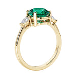 3 stone round diamond ring in classic 14k yellow gold setting.