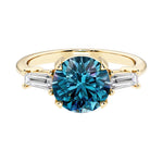 14k yellow gold round engagement ring with alexandrite and diamonds, crafted for those seeking unique engagement rings with classic charm.