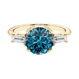 14k yellow gold round engagement ring with alexandrite and diamonds, crafted for those seeking unique engagement rings with classic charm.
