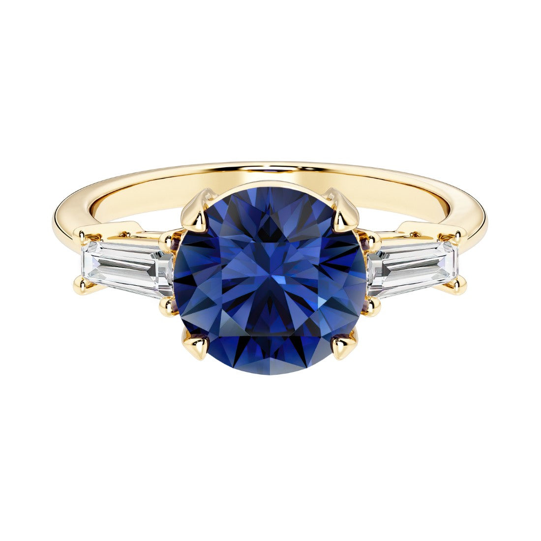 14k yellow gold round engagement ring with alexandrite and diamonds, crafted for those seeking unique engagement rings with classic charm.