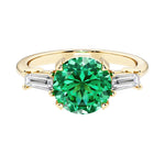 14k yellow gold round engagement ring with alexandrite and diamonds, crafted for those seeking unique engagement rings with classic charm.