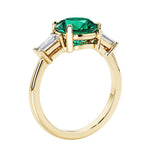 Round cut diamond ring in a 3 stone setting, one of our most loved female engagement rings.