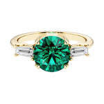 14k yellow gold round engagement ring with alexandrite and diamonds, crafted for those seeking unique engagement rings with classic charm.
