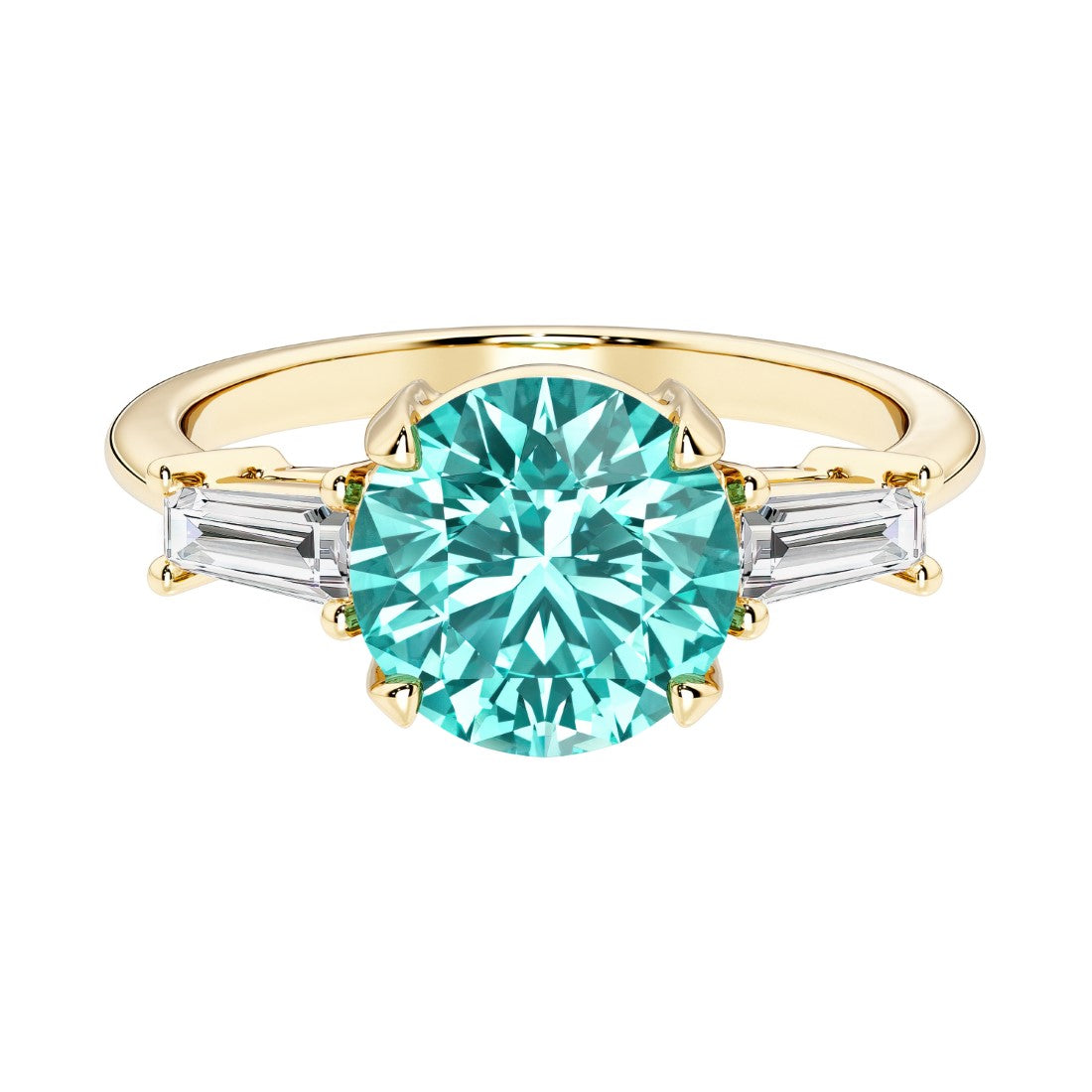 14k yellow gold round engagement ring with alexandrite and diamonds, crafted for those seeking unique engagement rings with classic charm.