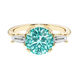 14k yellow gold round engagement ring with alexandrite and diamonds, crafted for those seeking unique engagement rings with classic charm.
