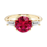 14k yellow gold round engagement ring with alexandrite and diamonds, crafted for those seeking unique engagement rings with classic charm.