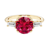 14k yellow gold round engagement ring with alexandrite and diamonds, crafted for those seeking unique engagement rings with classic charm.
