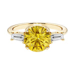 14k yellow gold round engagement ring with alexandrite and diamonds, crafted for those seeking unique engagement rings with classic charm.