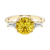 14k yellow gold round engagement ring with alexandrite and diamonds, crafted for those seeking unique engagement rings with classic charm.