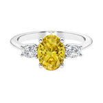 3 stone oval engagement ring with elegant proportions 14k white gold.