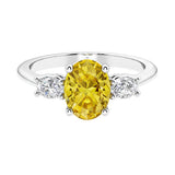 3 stone oval engagement ring with elegant proportions 14k white gold.
