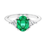 3 stone oval engagement ring with elegant proportions 14k white gold.
