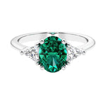 3 stone oval engagement ring with elegant proportions 14k white gold.