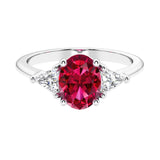 3 stone oval engagement ring with elegant proportions 14k white gold.