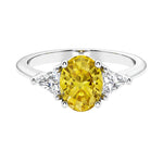 3 stone oval engagement ring with elegant proportions 14k white gold.
