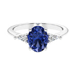 3 stone oval engagement ring with elegant proportions 14k white gold.