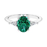 3 stone oval engagement ring with elegant proportions 14k white gold.