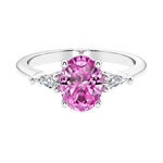 3 stone oval engagement ring with elegant proportions 14k white gold.
