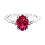 3 stone oval engagement ring with elegant proportions 14k white gold.