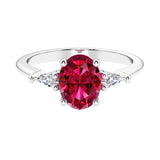 3 stone oval engagement ring with elegant proportions 14k white gold.