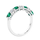 Anniversary diamond ring featuring 7 lab created diamonds and gemstones in a classic band.