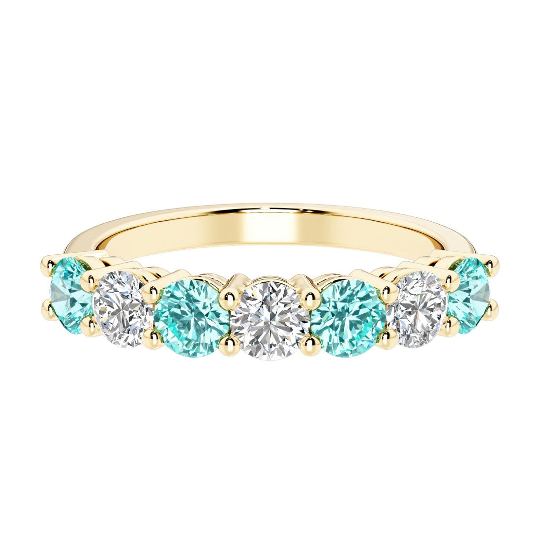Seven stone diamond ring for women celebrating everlasting love with gemstones.
