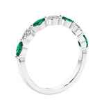Anniversary diamond ring featuring 7 lab created diamonds and gemstones in a classic band.