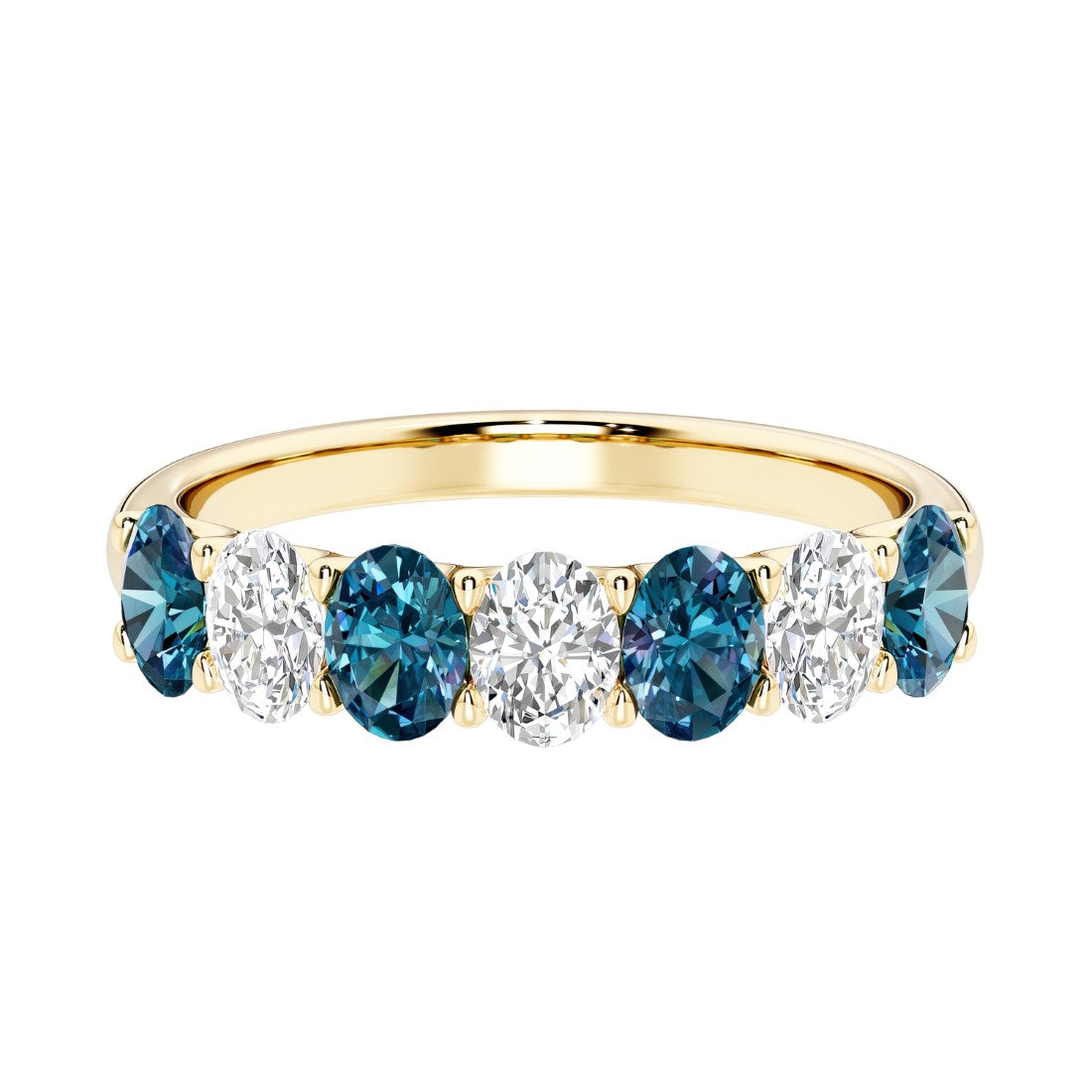 Seven stone diamond ring for women celebrating everlasting love with gemstones.