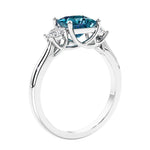 3 stone princess diamond ring in sleek white gold.