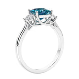 3 stone princess diamond ring in sleek white gold.