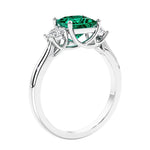 3 stone princess diamond ring in sleek white gold.