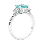 3 stone princess diamond ring in sleek white gold.