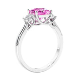 3 stone princess diamond ring in sleek white gold.